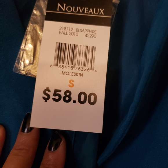 Womens blue sapphire Blazer size small Nouveaux - Picture 4 of 4